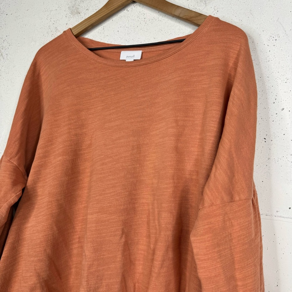 Pure Jill Cotton French Terry Long Balloon Puff Sleeve Tunic Sweater - Picture 2 of 8
